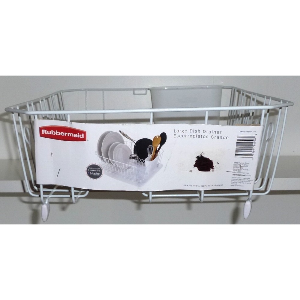Rubbermaid Food Products Rubbermaid, Large, White Dish Drainer NEW HTF - Picture 3 of 4
